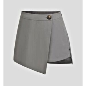 Cider Mini Skort XL Solid High Waist Button Gray Golf Tennis Preppy Activewear